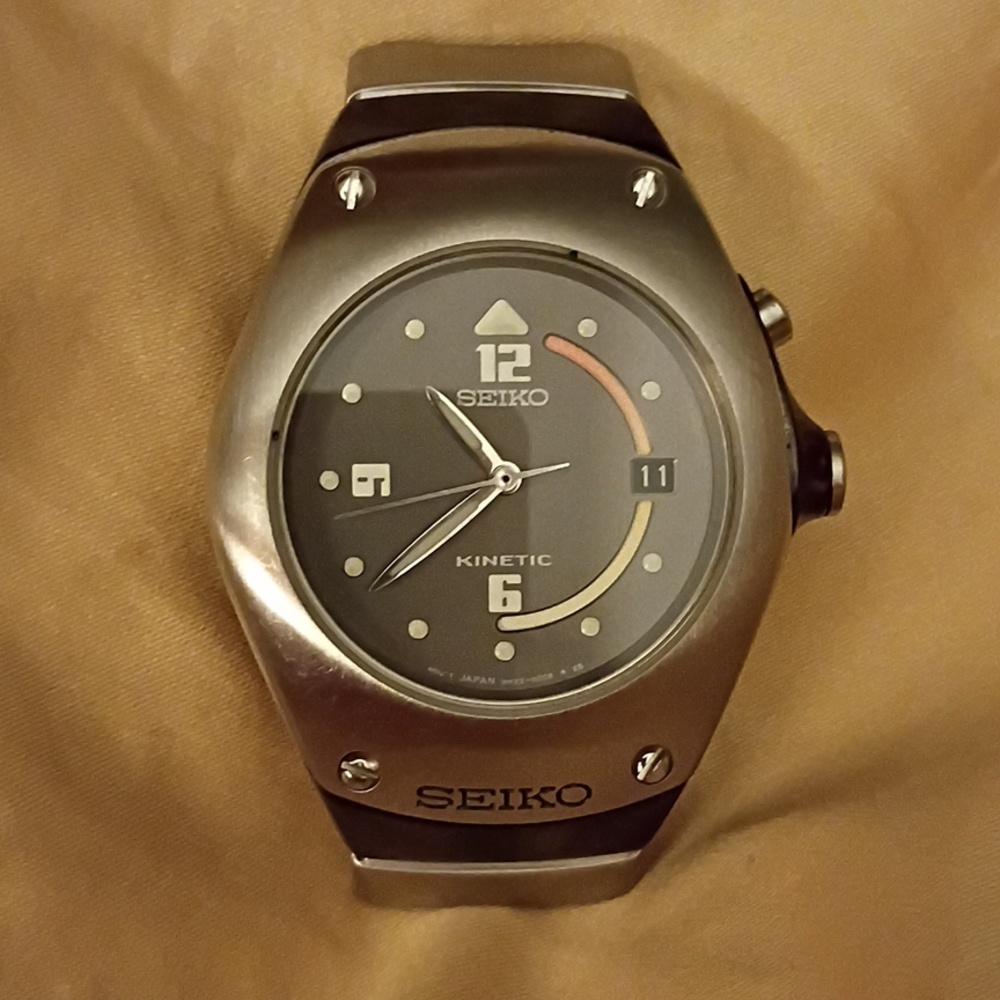 Seiko Kinetic Watch Gray Dial Stainless Steel No Strap/Band - PARTS ONLY - Picture 8 of 8